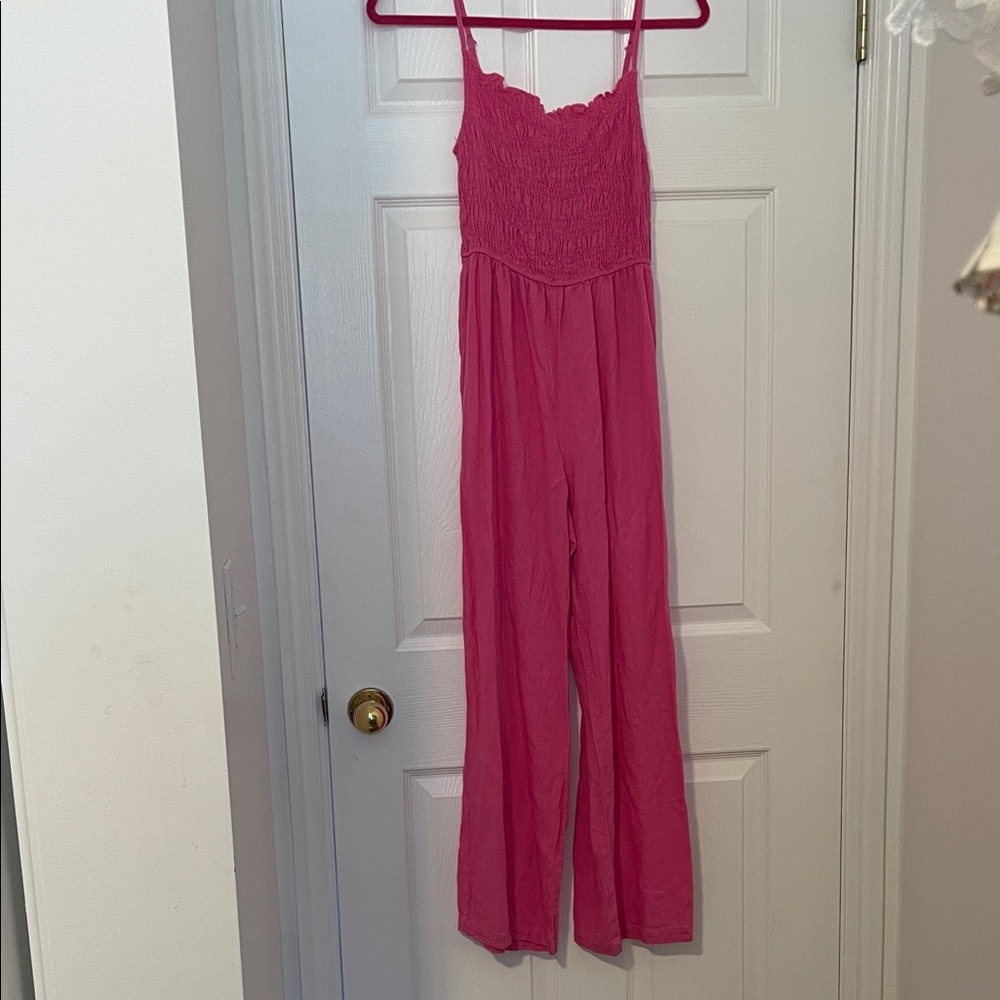 Anniewear Vibrant Pink Smocked Jumpsuit